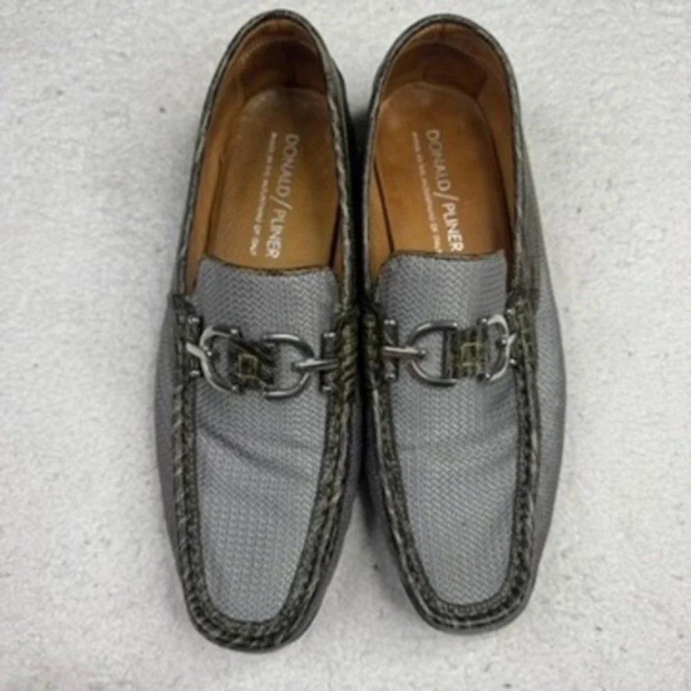 Donald Pliner Dacio Mens Gray Woven Buckle Loafer Dress Shoes Size 9‎